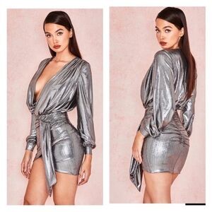 House of CB Silver Metallic Dress